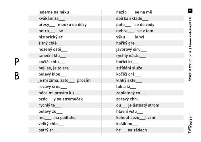 Český jazyk - párové souhlásky P / B - 2